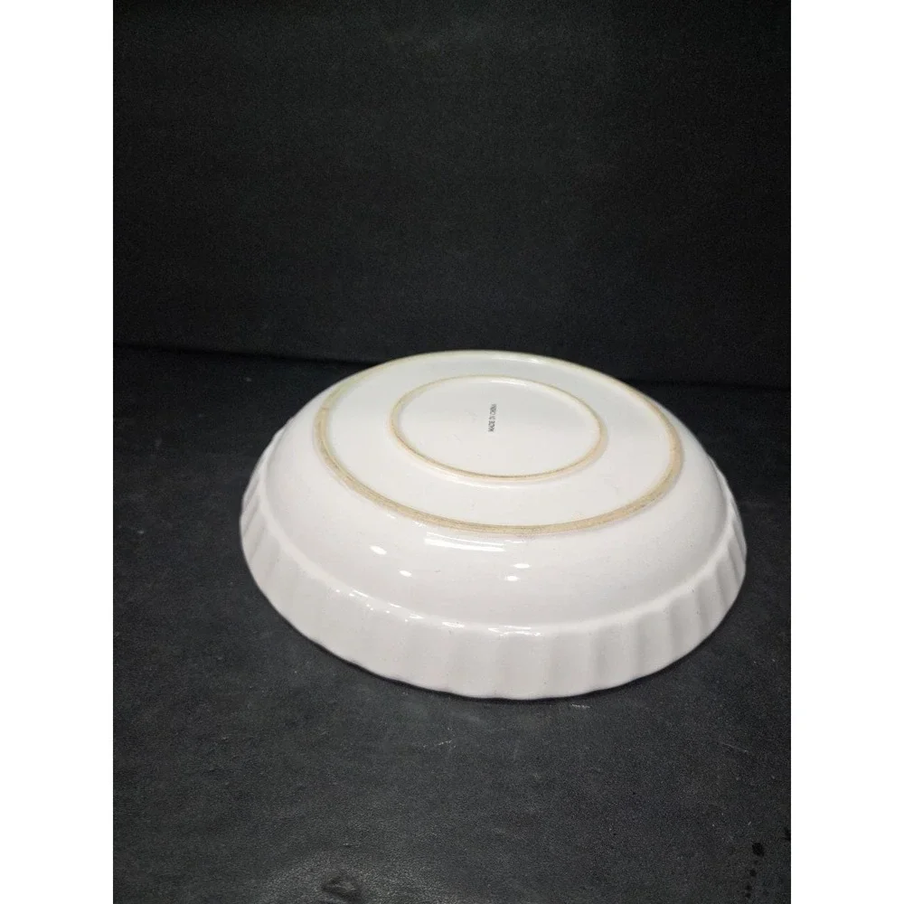 Blue‎ Round Ribbed Ceramic Quiche Pie Baking Dish, Vintage Ovenware, Bakeware